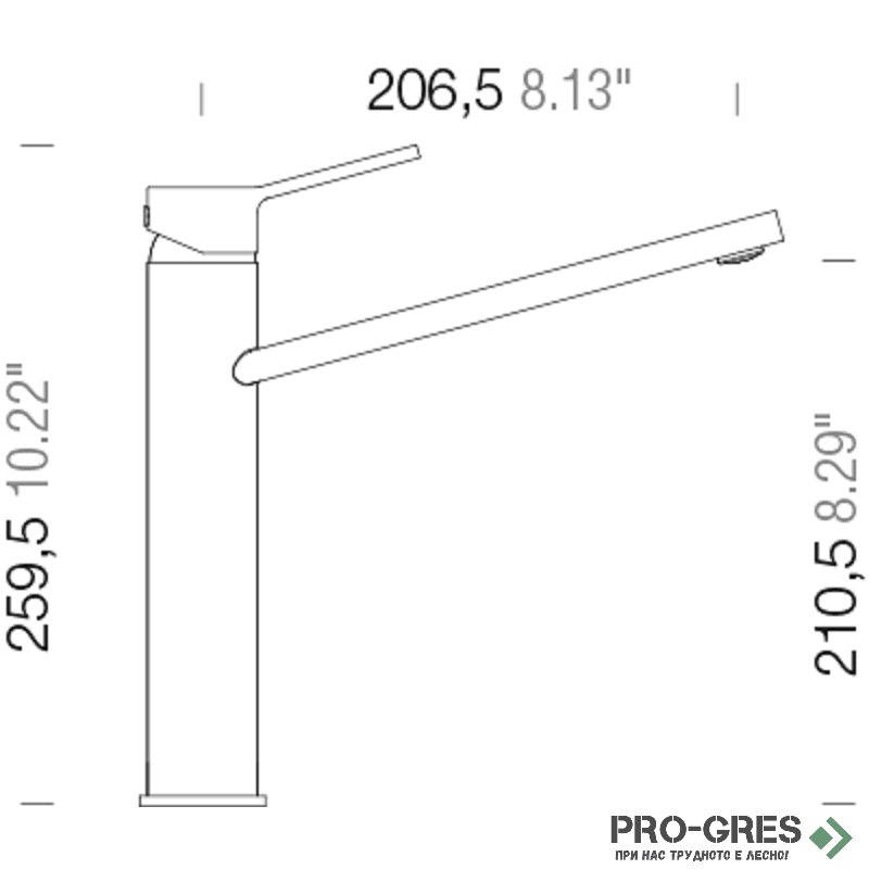 Смесител за кухня с висок чучур Silverstone, SCHOCK Papilio, 588000