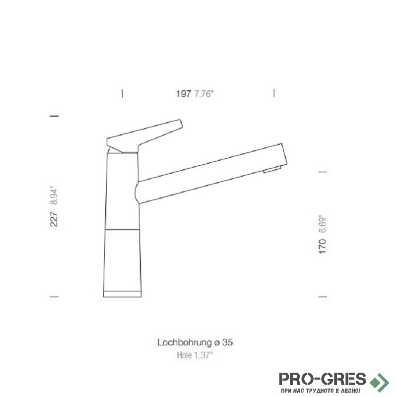 Смесител за кухня с нисък чучур, сив, Stone SCHOCK SC510 FIX