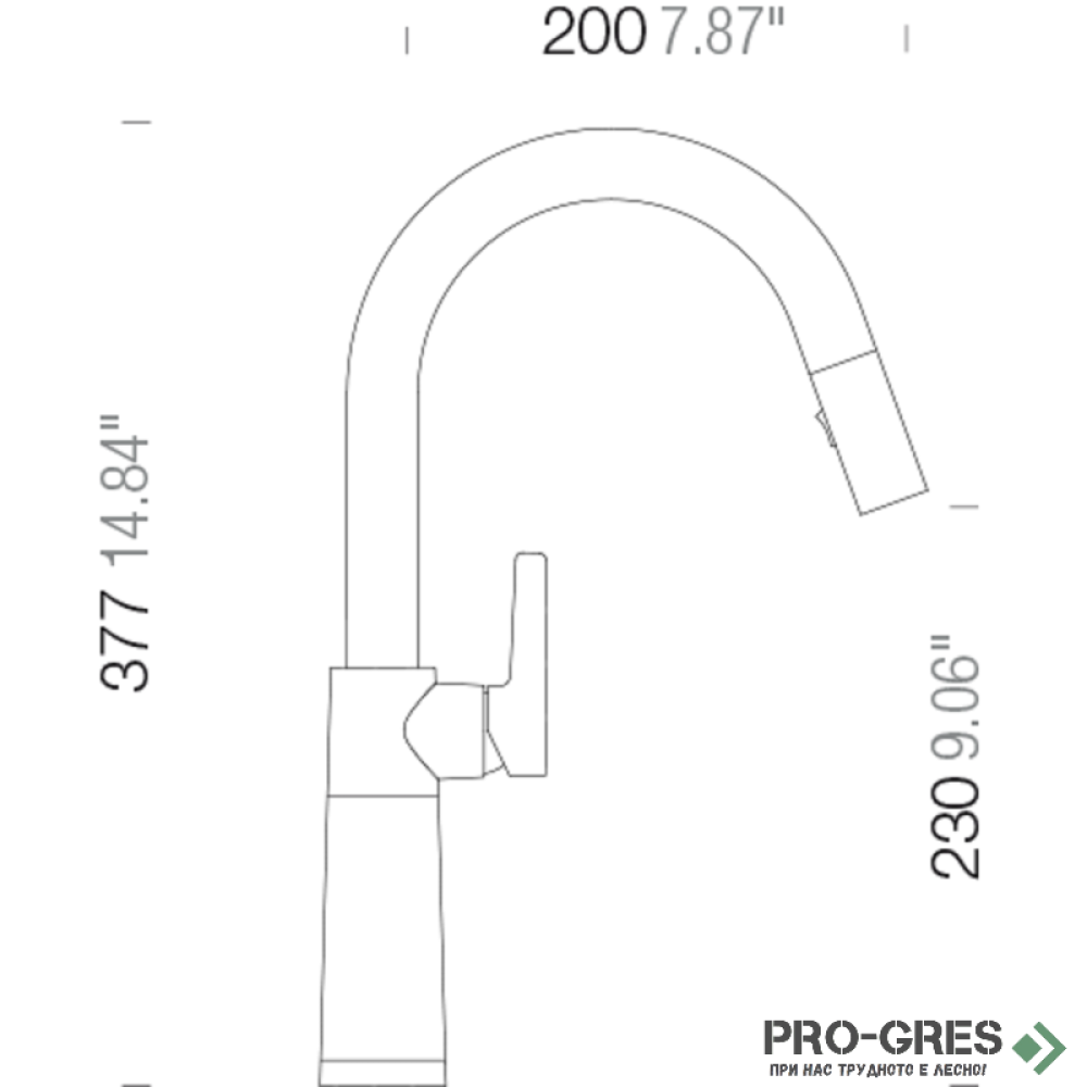 Смесител за кухня с висок изваждащ се чучур, Sage SCHOCK SC520PULLOUT