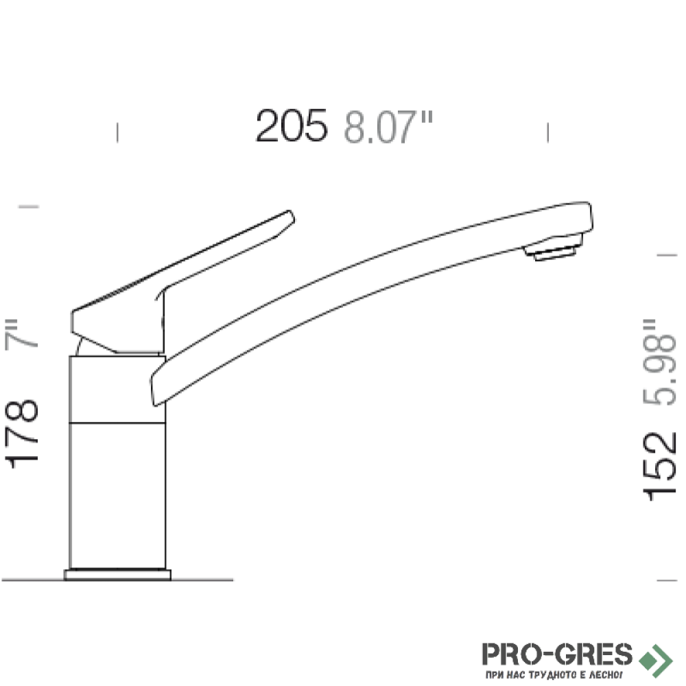Смесител за кухня с нисък чучур, CRISTALITE SCHOCK SC90