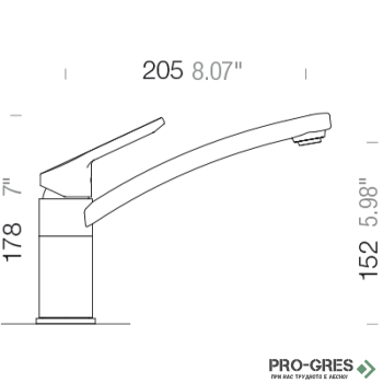 Смесител за кухня с нисък чучур, CRISTALITE SCHOCK SC90