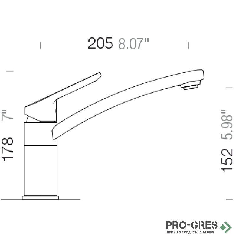 Смесител за кухня с нисък чучур, CRISTALITE SCHOCK SC90