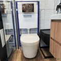 Комплект структура за вграждане,хром бутон SCHWAB с конзолна тоалетна Muk Rimless