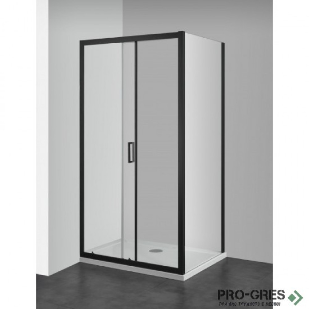 Душ кабина, правоъгълна,ELITE BLACK, черно Sanotechnik S100B+F80B