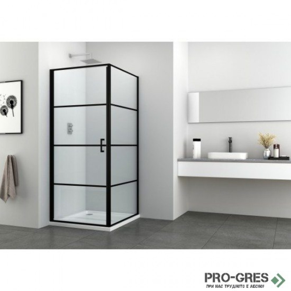 Душ кабина, правоъгълна,ELITE BLACK, черно Sanotechnik S80B+F80B3