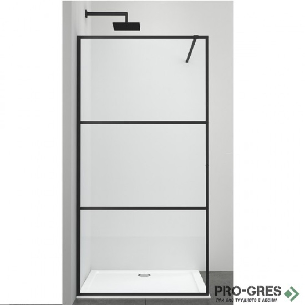Стационарен параван за баня ALU NEW BLACK, Sanotechnik AC100B