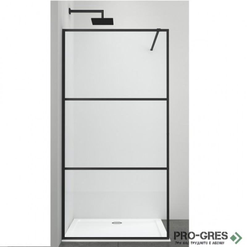 Стационарен параван за баня ALU NEW BLACK, Sanotechnik AC100B