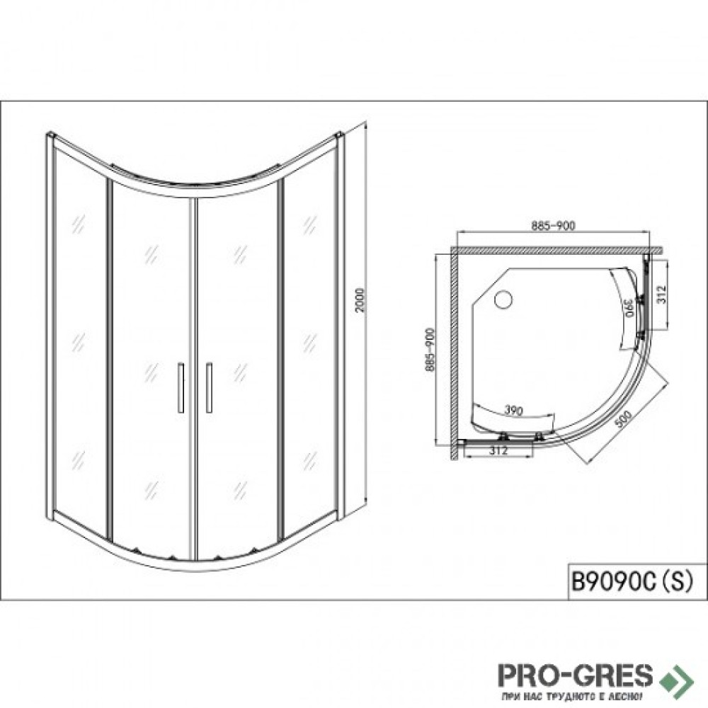 Душ кабина PRO LINE, овална, хром, Sanotechnik B9090C