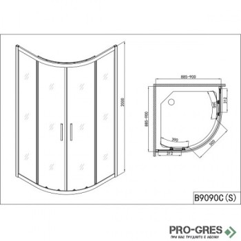Душ кабина "PRO LINE", овална, хром, Sanotechnik B9090C