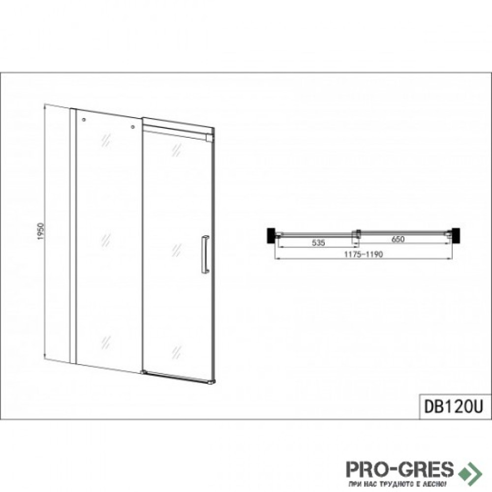 Преграден душ параван ELEGANCE, хром, Sanotechnik DB120U+DB00
