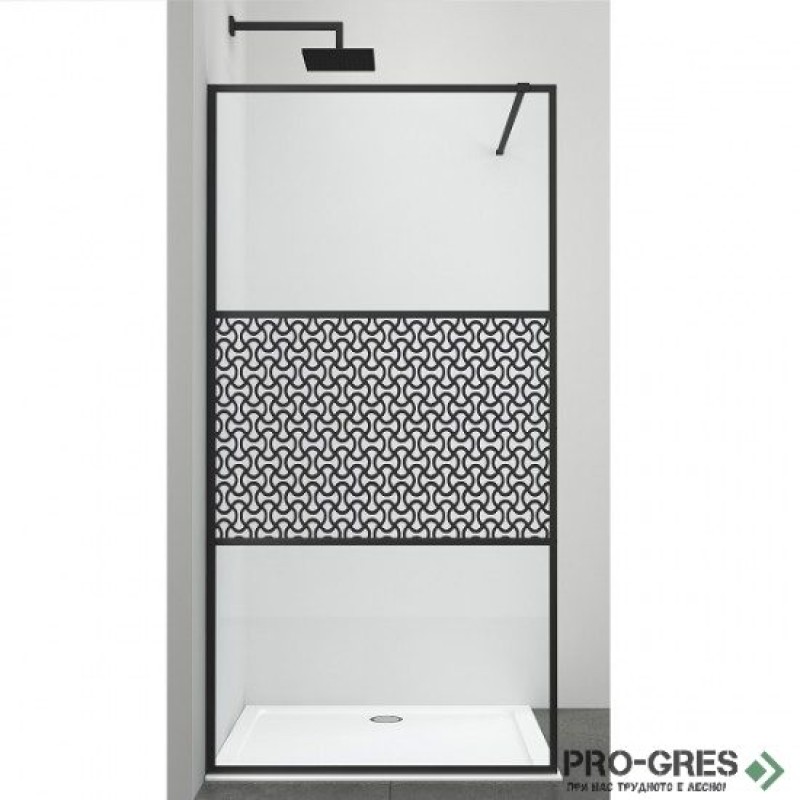 Стационарен параван за баня ALU NEW BLACK, Sanotechnik DC100B