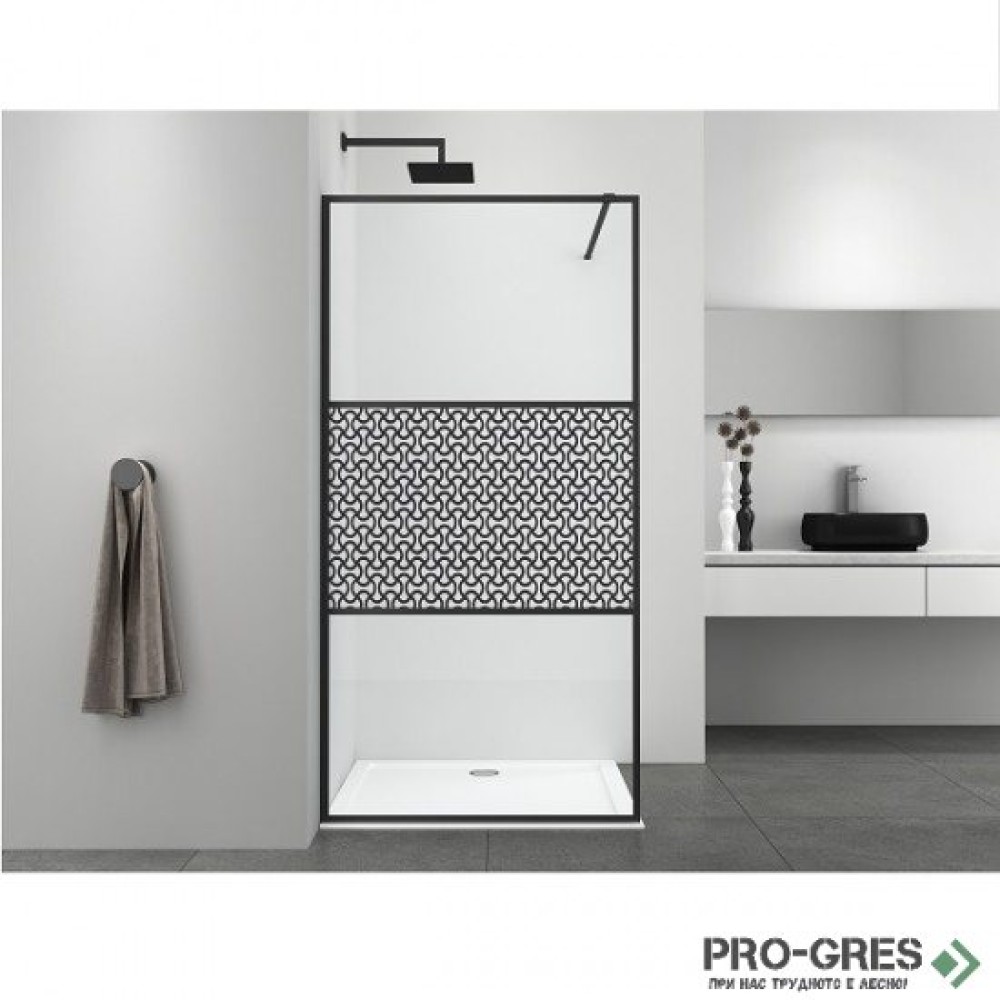 Стационарен параван за баня ALU NEW BLACK, Sanotechnik DC100B