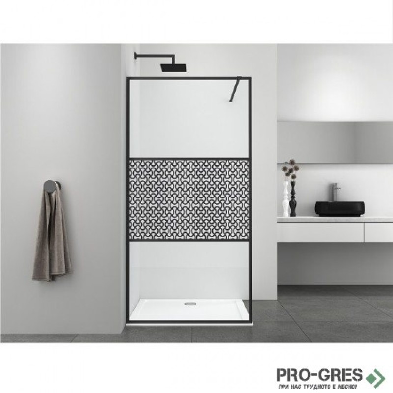 Стационарен параван за баня ALU NEW BLACK, Sanotechnik DC100B