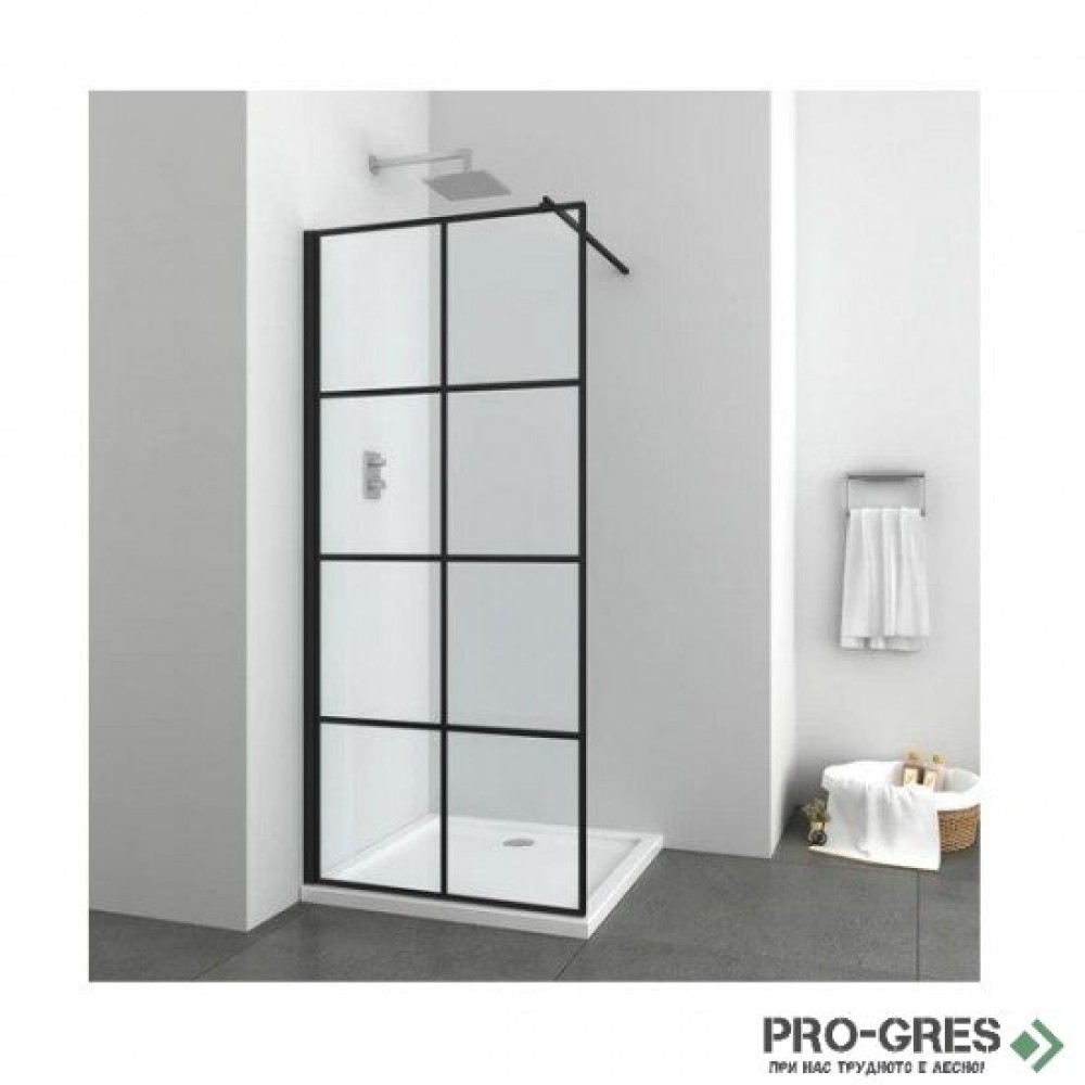 Стационарен параван за баня ELITE BLACK, Sanotechnik EN9006B