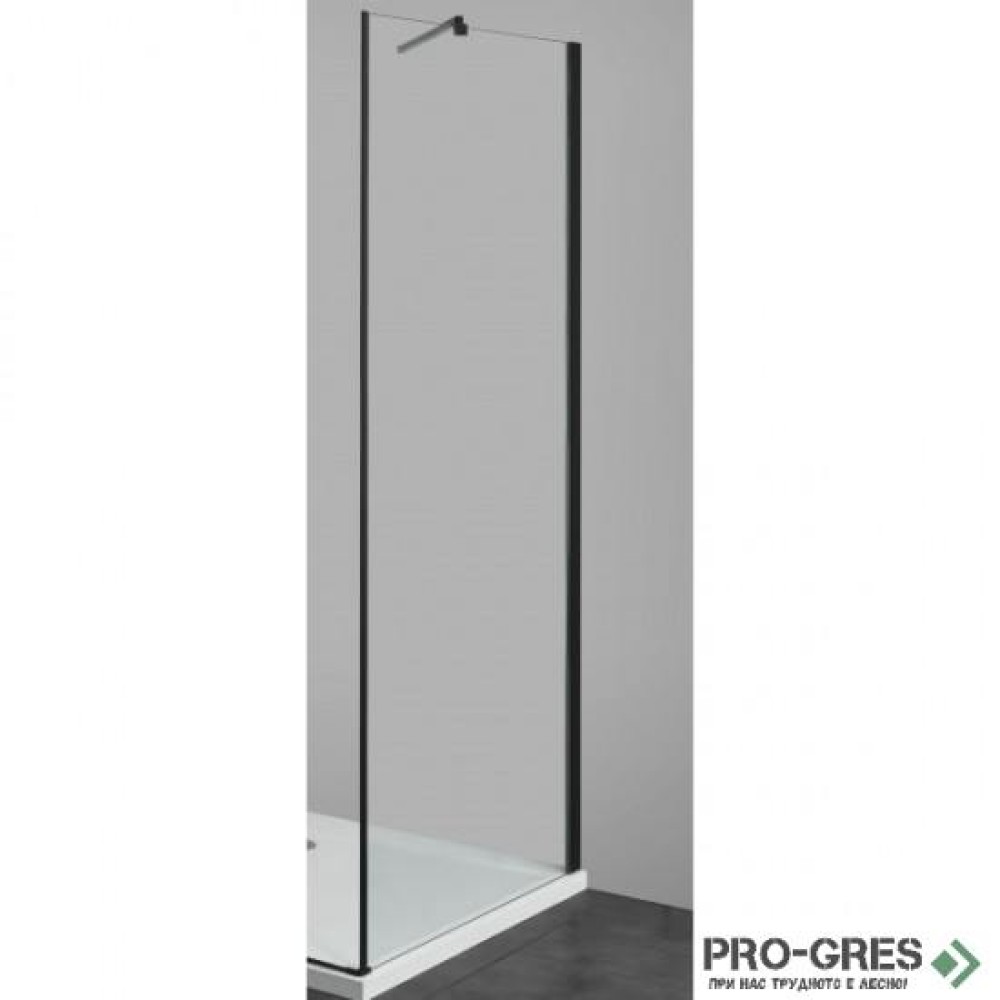Стационарен параван за баня ELITE BLACK, в черно, Sanotechnik F80B2