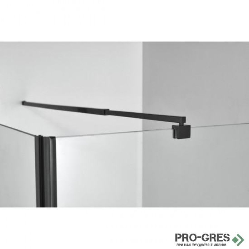Стационарен параван за баня ELITE BLACK, в черно, Sanotechnik F80B2