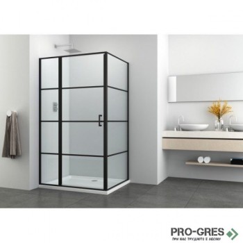 Душ кабина "ELITE BLACK 100", правоъгълна, в черно, с отваряема врата Sanotechnik  K100B+F80B3