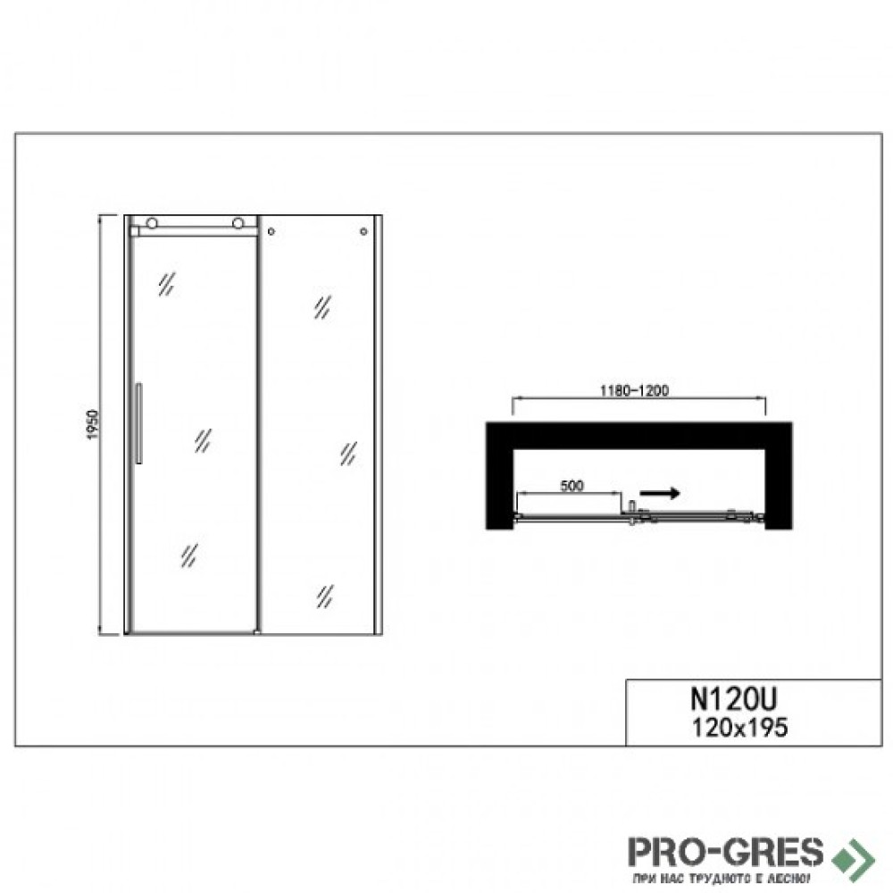 Душ кабина SAPHIR, правоъгълна, хром, Sanotechnik N120U+H80