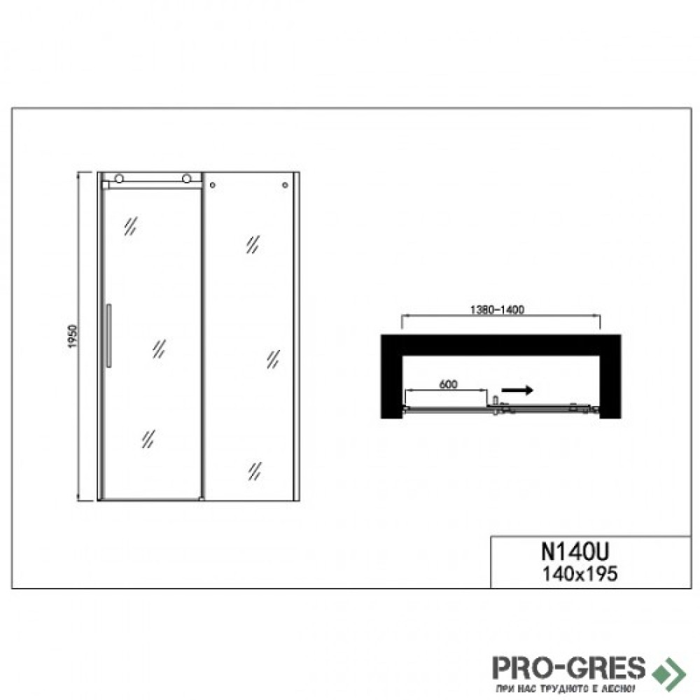 Душ кабина SAPHIR, правоъгълна, хром, Sanotechnik N120U+H80