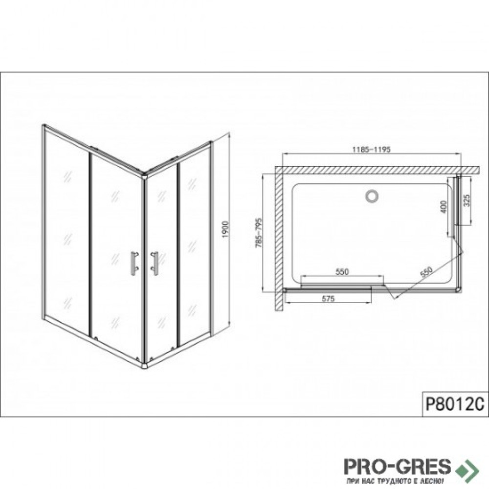 Душ кабина СЕРИЯ Р, правоъгълна, хром, Sanotechnik P8010C
