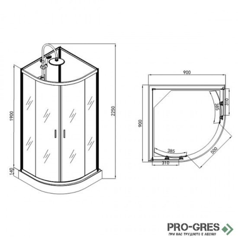Затворена душ кабина SAMBA, Sanotechnik PC90
