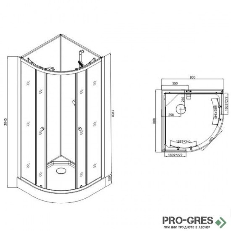 Затворена душ кабина BELA 2, Sanotechnik PS13B