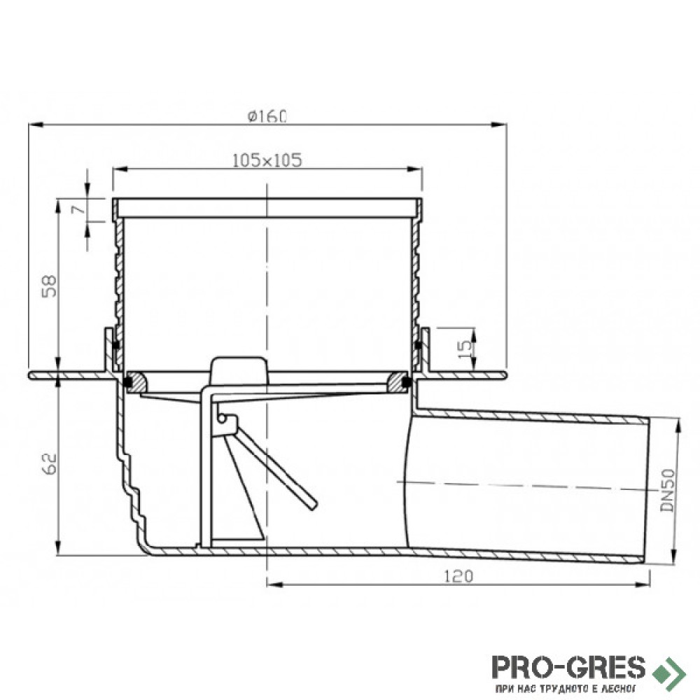 Подов сифон за баня 10x10 см Smart Care Quadric sm_quadric