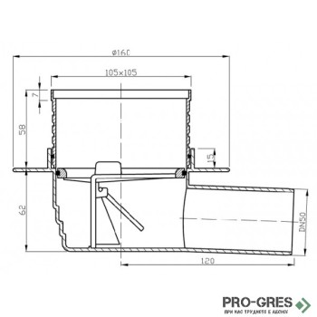 Подов сифон за баня 10x10 см Smart Care Quadric sm_quadric