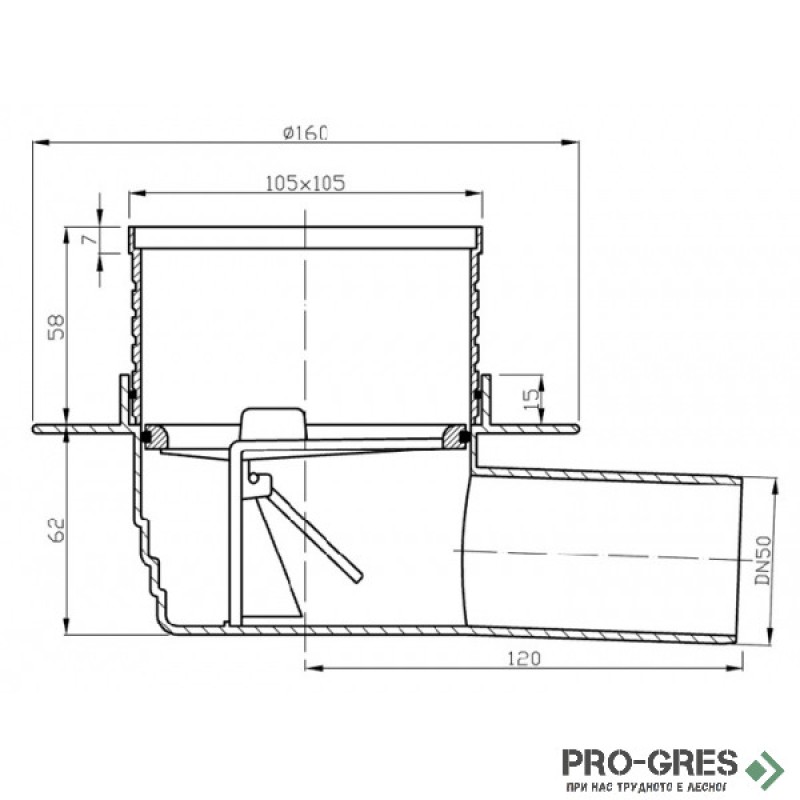 Подов сифон за баня 10x10 см Smart Care Quadric sm_quadric