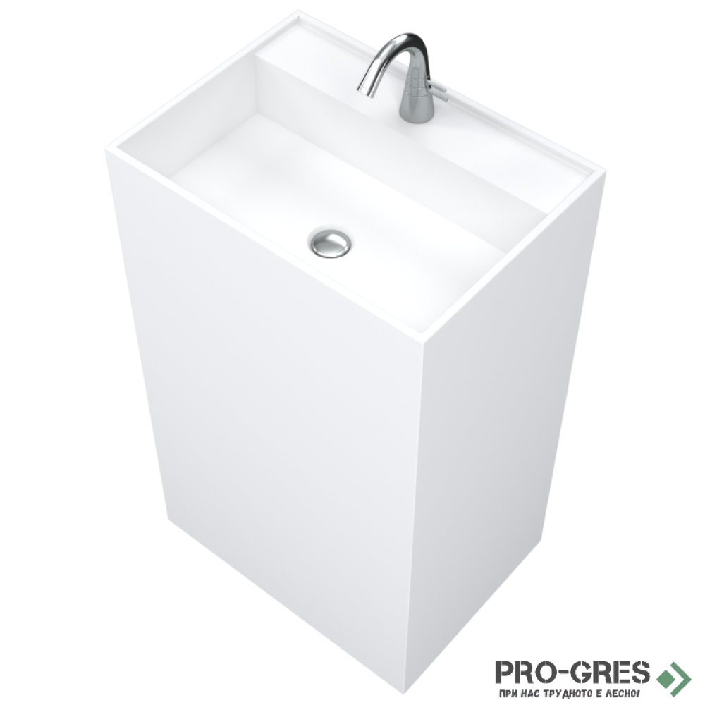 Свободностояща мивка за баня Avonite Rectangular 55х40х90 см Solid Stone в цвят по RAL