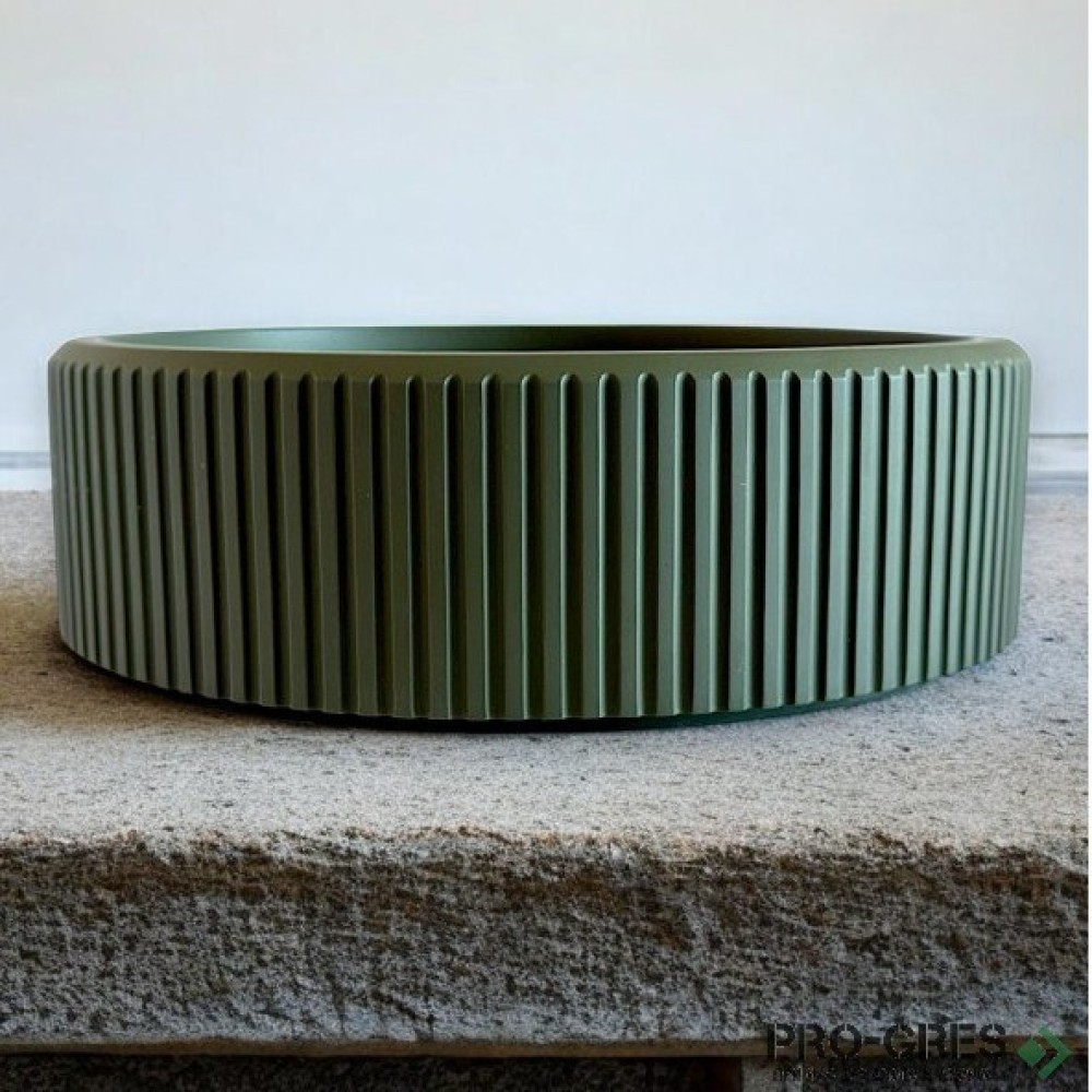 Мивка за баня Vigo Round Stripes 416х416х130 мм Solid Stone в цвят по RAL