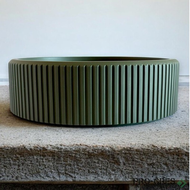 Мивка за баня Vigo Round Stripes 416х416х130 мм Solid Stone в цвят по RAL