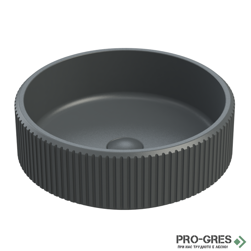 Мивка за баня Vigo Round Stripes 416х416х130 мм Solid Stone в цвят по RAL