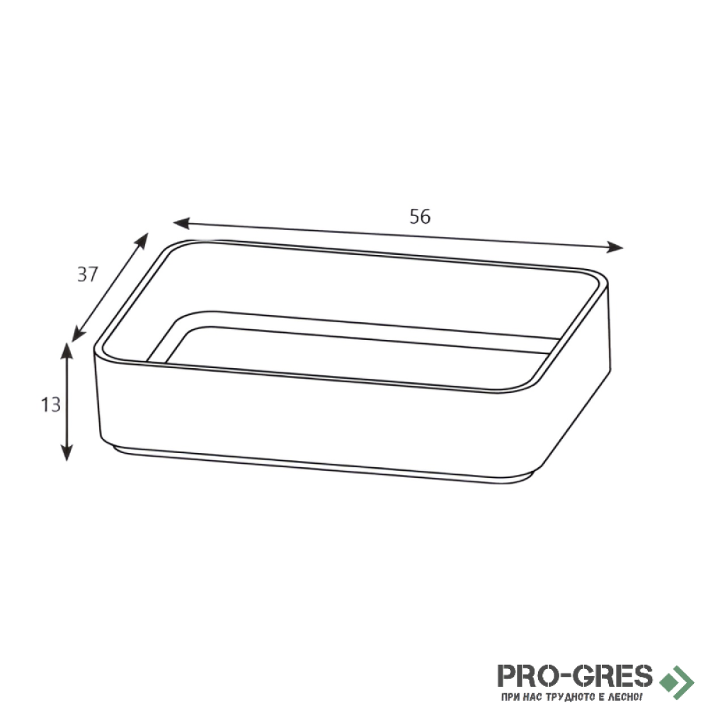 Мивка за баня Case Rectangular 56x37см Solid Stone в цвят по RAL