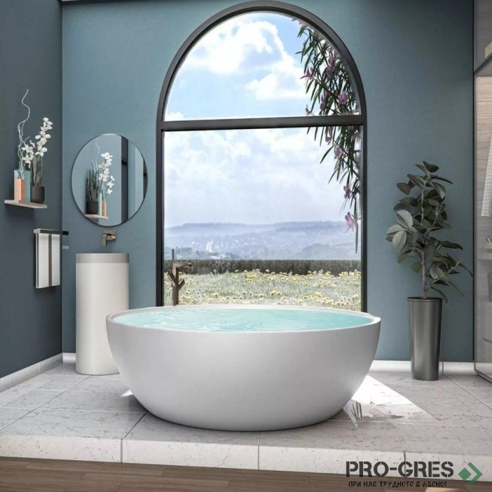 Свободностояща вана  Cusco Round ф153см Solid Stone в цвят по RAL