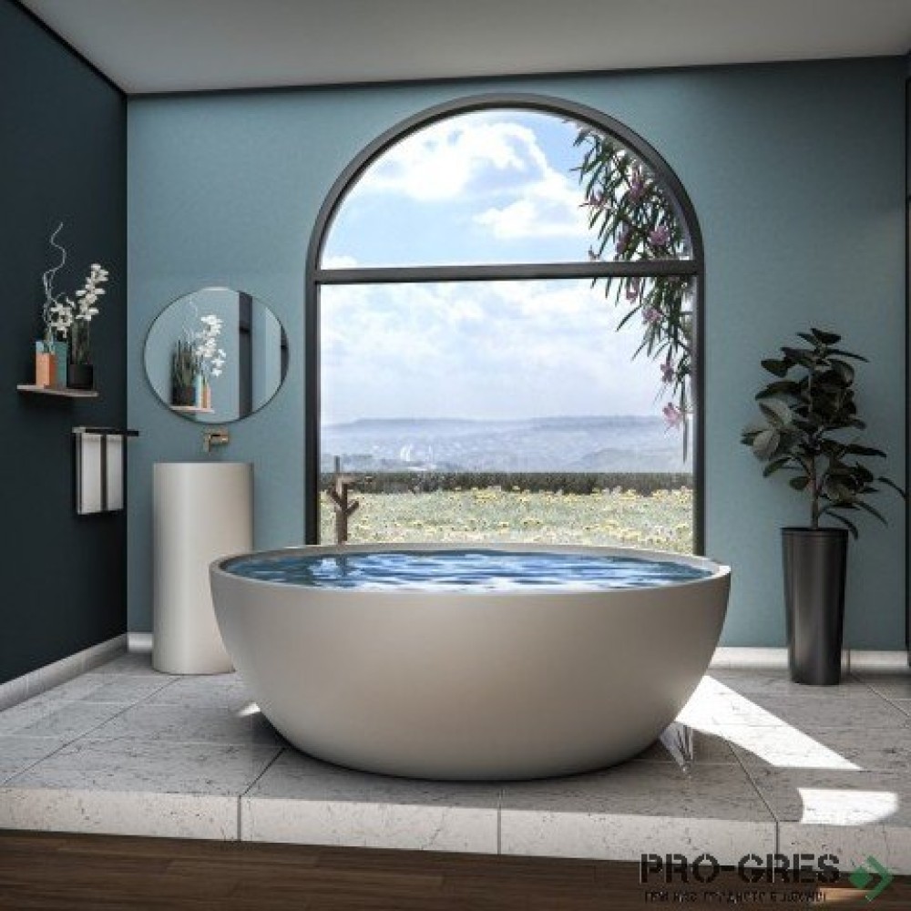 Свободностояща вана  Cusco Round ф153см Solid Stone в цвят по RAL