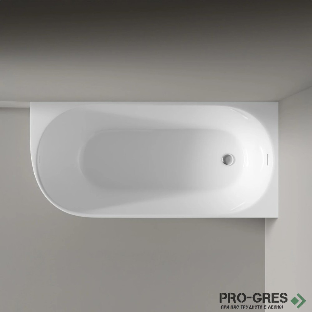 Свободностояща вана Queen Corner Right 160x70/170х73/180х80 см Solid Stone в цвят по RAL