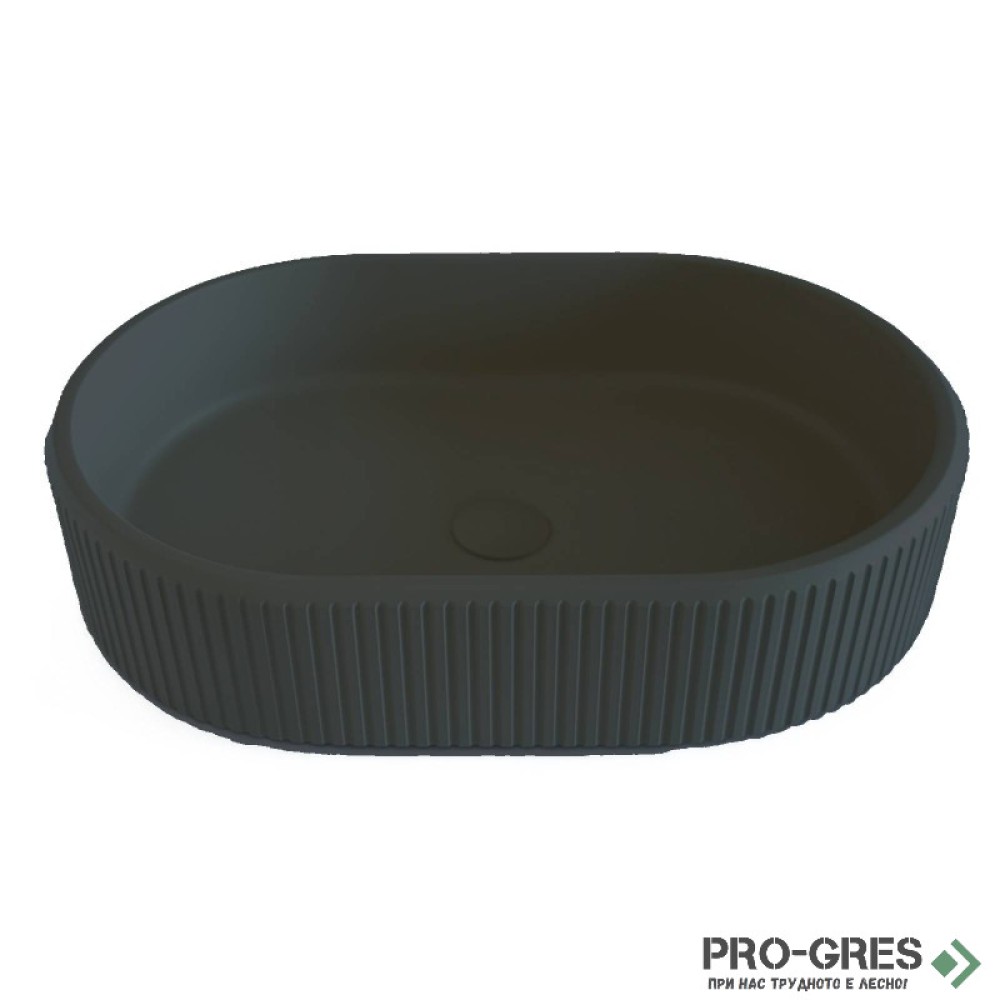 Мивка за баня Vigo Oval Stripes 296х416х130 мм Solid Stone в цвят по RAL