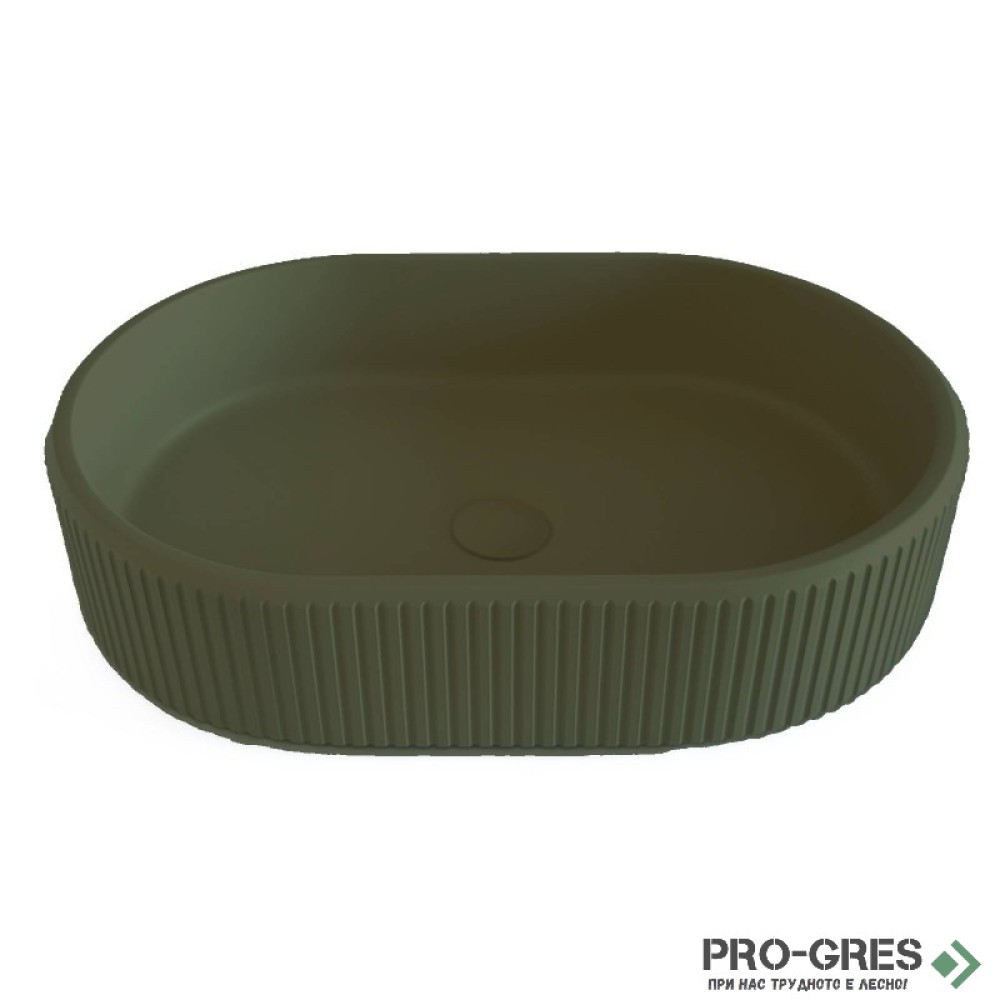 Мивка за баня Vigo Oval Stripes 296х416х130 мм Solid Stone в цвят по RAL