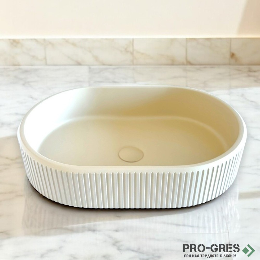 Мивка за баня Vigo Oval Stripes 296х416х130 мм Solid Stone в цвят по RAL