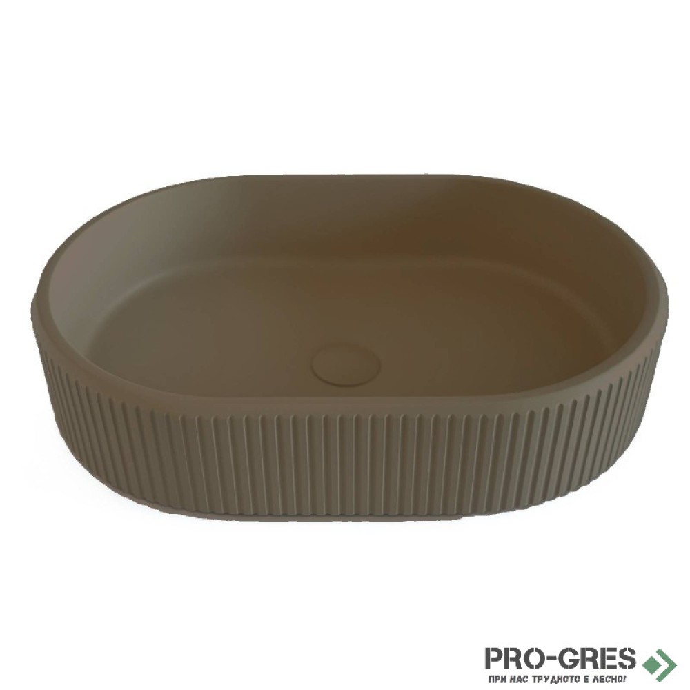Мивка за баня Vigo Oval Stripes 296х416х130 мм Solid Stone в цвят по RAL