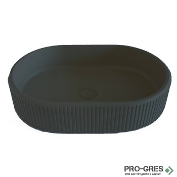 Мивка за баня Vigo Oval Stripes 376х565х130 мм Solid Stone в цвят по RAL