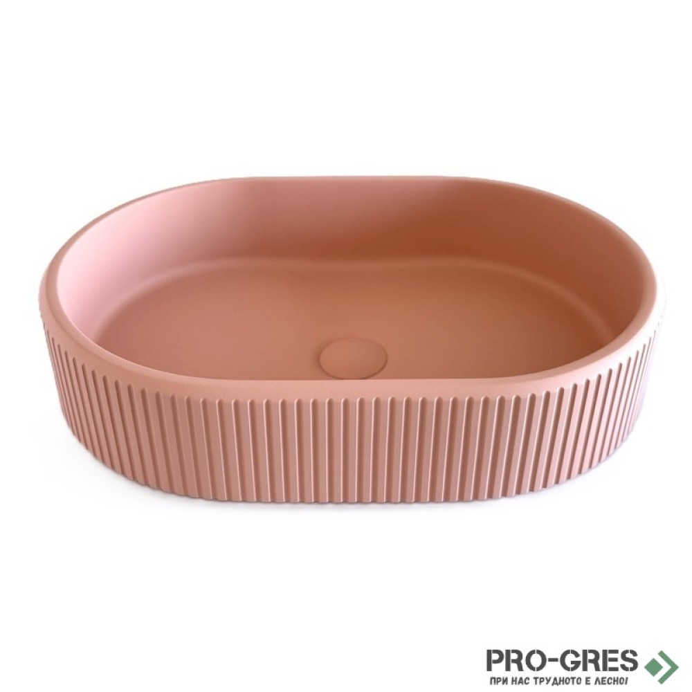 Мивка за баня Vigo Oval Stripes 296х416х130 мм Solid Stone в цвят по RAL