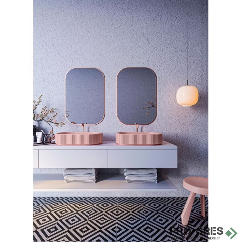 Мивка за баня Vigo Oval Stripes 296х416х130 мм Solid Stone в цвят по RAL