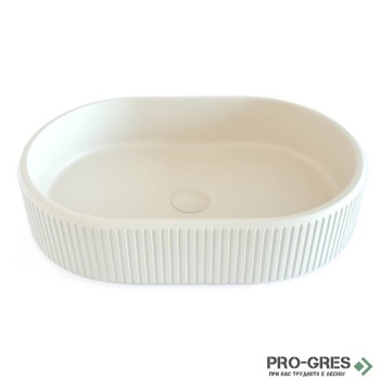 Мивка за баня Vigo Oval Stripes 376х565х130 мм Solid Stone в цвят по RAL