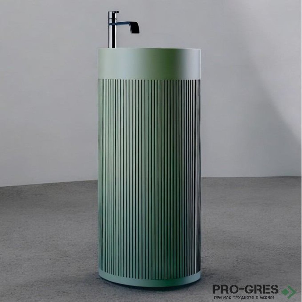 Свободностояща мивка за баня  Vigo Round Stripes 40D ф40x90 см  Solid Stone в цвят по RAL