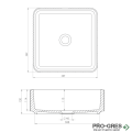 Мивка за баня Vigo Square Stripes 390х390х130 мм Solid Stone в цвят по RAL