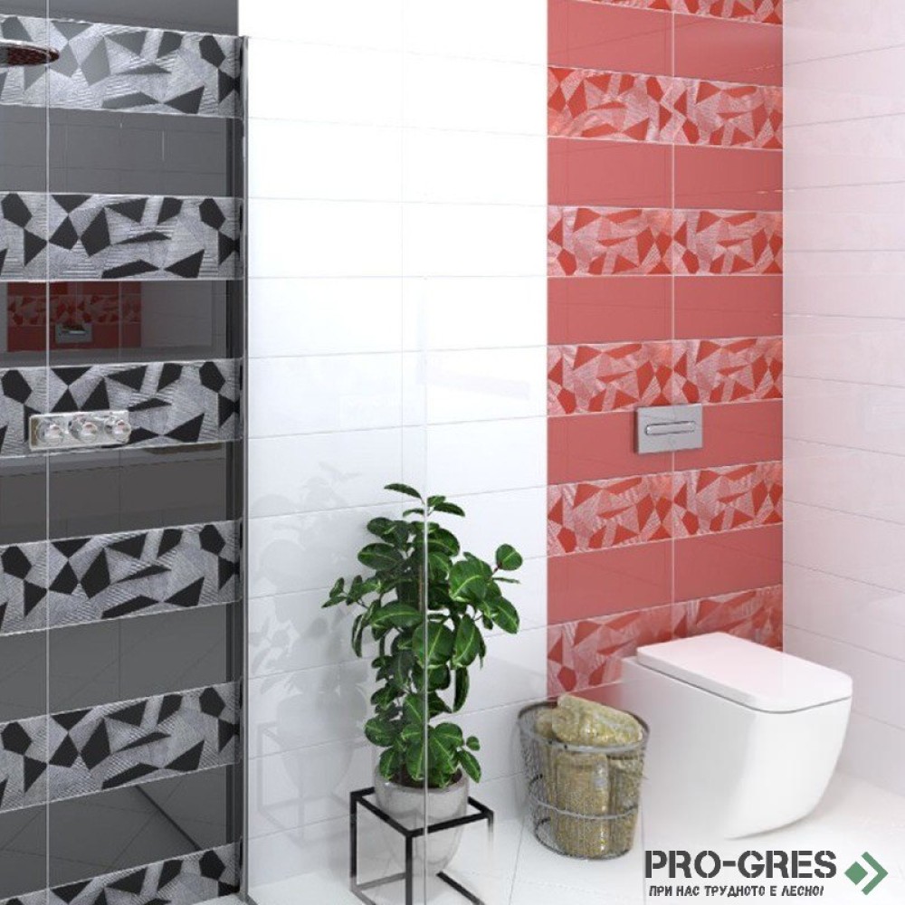 Плочки за баня Superceramica Miles Rojo and Negro 20×50 см
