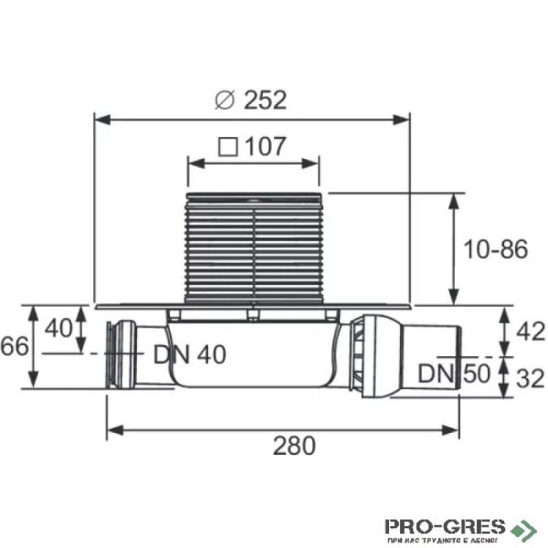 Подов сифон 100х100мм, TECE DRAINPOINT S 3601102