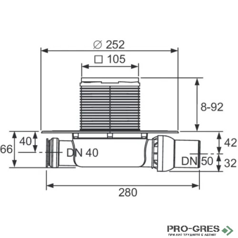 Подов сифон 100х100мм TECE DRAINPOINT S 3601100